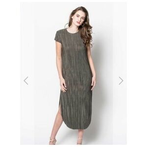 Sabina Musayev Maxi Dress Green Relaxed Fit Minimal Keyhole Back Size L